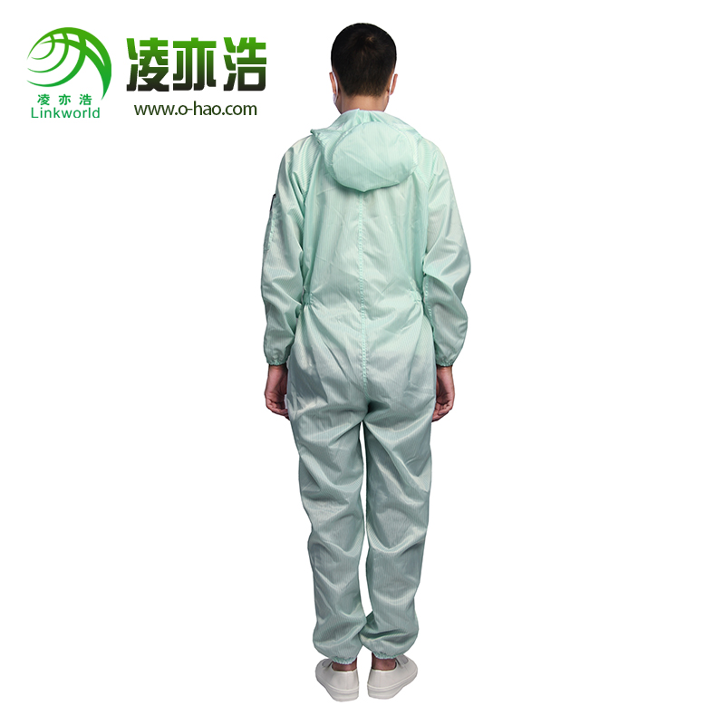 绿色连帽连体防静电服LH-101-A